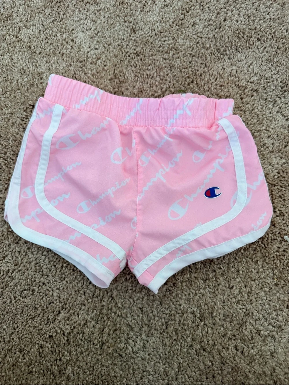 Champion Baby Girls Pink Script Print Running Shorts Size 6/9M Athletic Dolphin - Picture 2 of 7